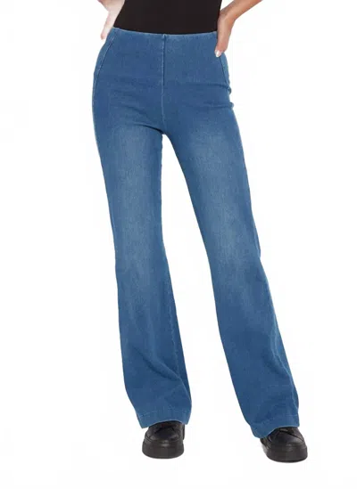 Lyssé Cotton Blend Denim Trouser In Mid Washa In Blue