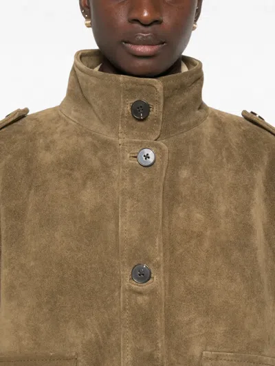 Sessun Leather-suede Flap-pocket Jacket In Gold