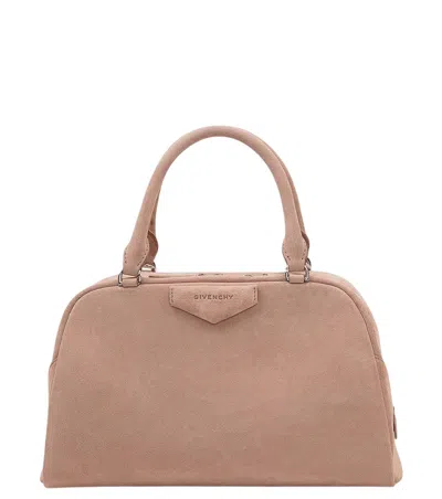 Givenchy Antigona East-west Medium Suede Top Handle Bag In Nude