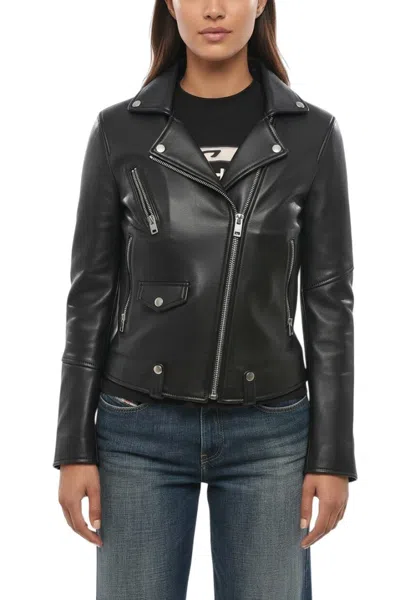 Diesel R-sinya-a Leather Biker Jacket In Black