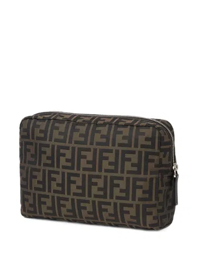Fendi Medium Vanity Case With Central Zippered Compartment In Brown
