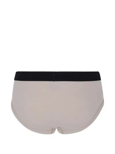 Tom Ford Logo-waistband Briefs In Neutral