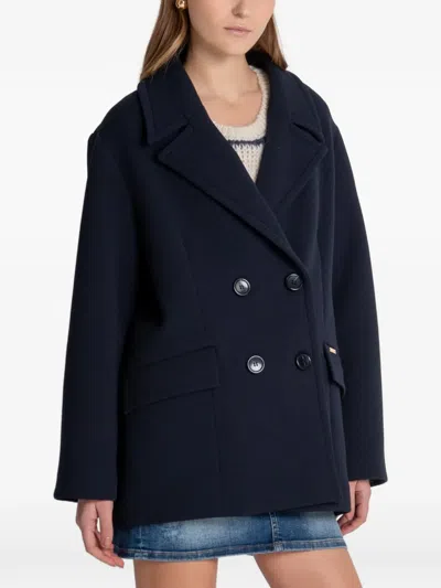 Fracomina Double-breasted Coat In Blue