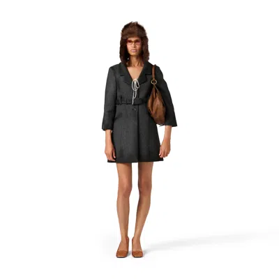 Miu Miu Single-breasted Double Wool Coat In Black