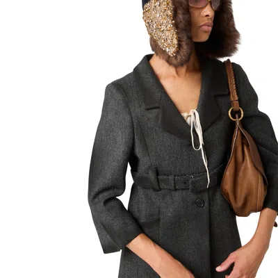 Miu Miu Single-breasted Double Wool Coat In Black