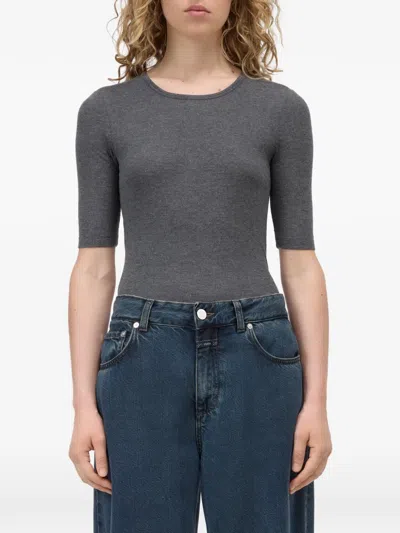 Closed Geripptes T-shirt In Black