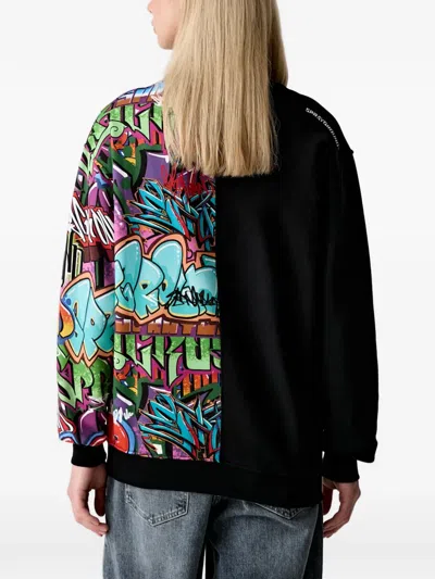 Sprayground Shark Graffiti-print Sweater In Black