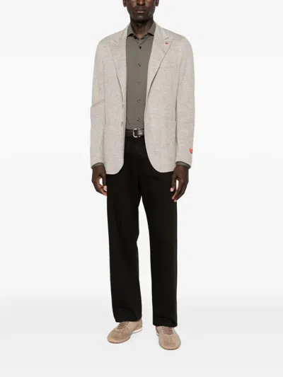 Isaia Houndstooth-pattern Blazer In Nude