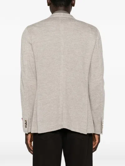 Isaia Houndstooth-pattern Blazer In Nude