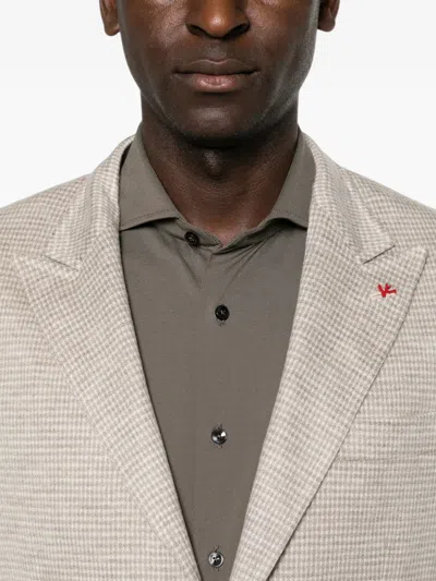 Isaia Houndstooth-pattern Blazer In Nude