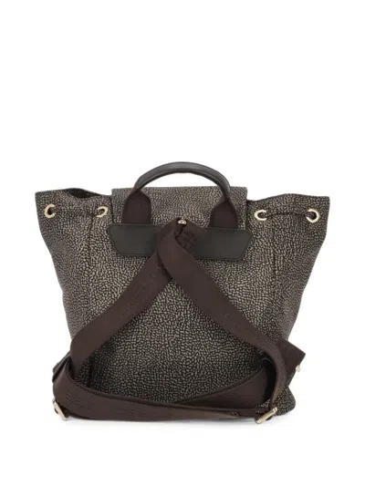 Borbonese Eyelet-embellished Drawstring Backpack In Brown