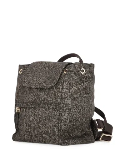 Borbonese Eyelet-embellished Drawstring Backpack In Brown