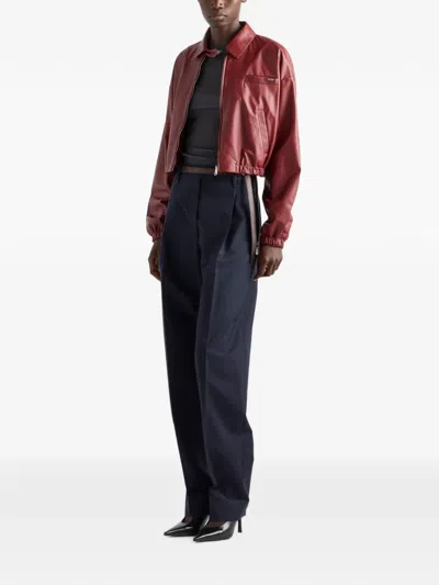 Prada Nappa Leather Jacket In Red