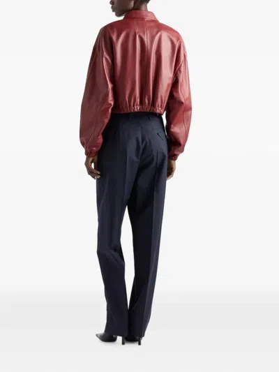 Prada Nappa Leather Jacket In Red