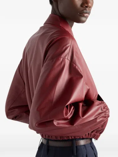 Prada Nappa Leather Jacket In Red