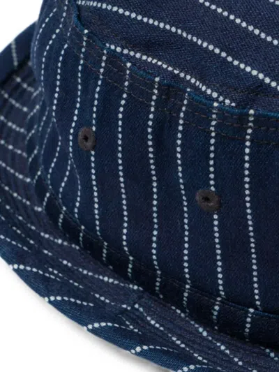 Sugar Cane Jeans Stripe-pattern Bucket Hat In Blue