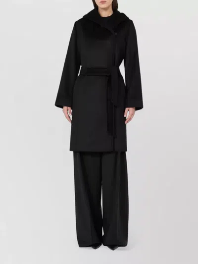 S Max Mara Wool Belted Coat In Black