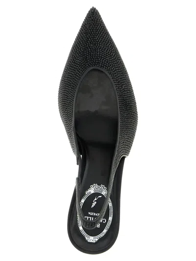 René Caovilla Textured Slingback Pump Pointed Toe In Black