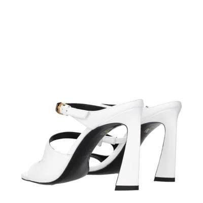 Versace Ankle-strap Leather Heel Sandal In White