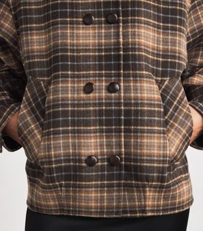 Sandro Paris Wool-blend Oversized Check Coat In Brown