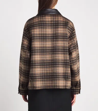 Sandro Paris Wool-blend Oversized Check Coat In Brown