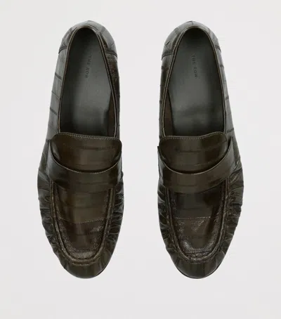 The Row Soft Eel Loafers In Black