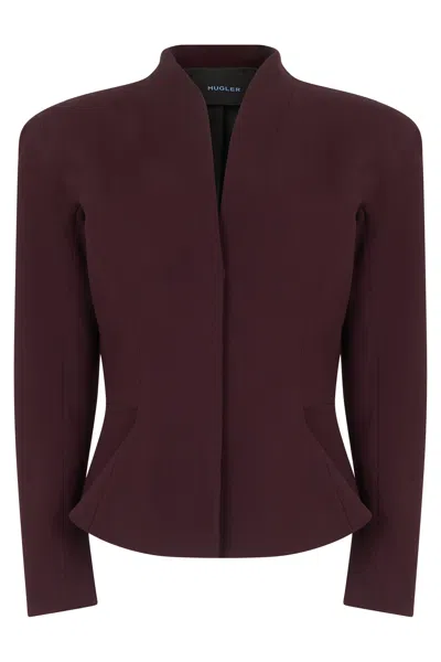 Mugler Tailored Wool Jacket Structured Shoulders In Brown