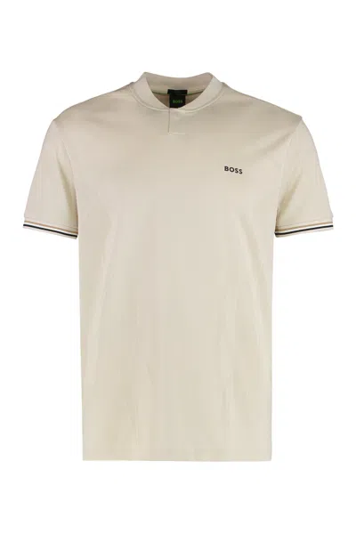 Hugo Boss Crew Neck Short Sleeve Technical T-shirt In Neutral