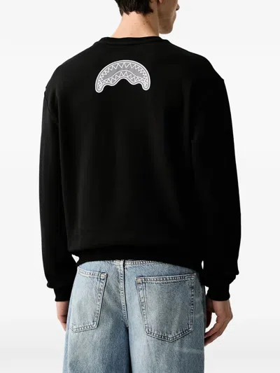 Sprayground Lightning Shark Logo-patch Sweater In Black