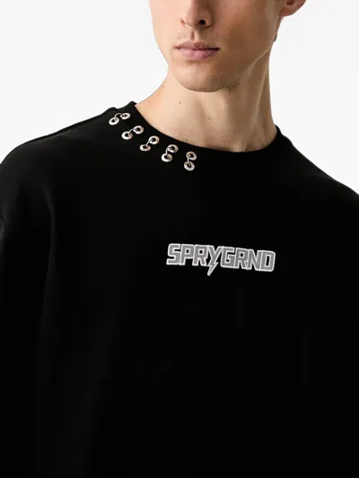 Sprayground Lightning Shark Logo-patch Sweater In Black