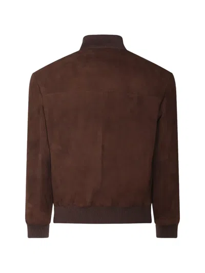 Tagliatore Suede Jacket In Brown
