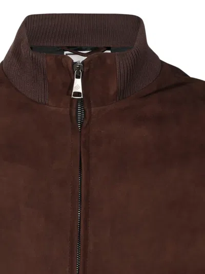Tagliatore Suede Jacket In Brown