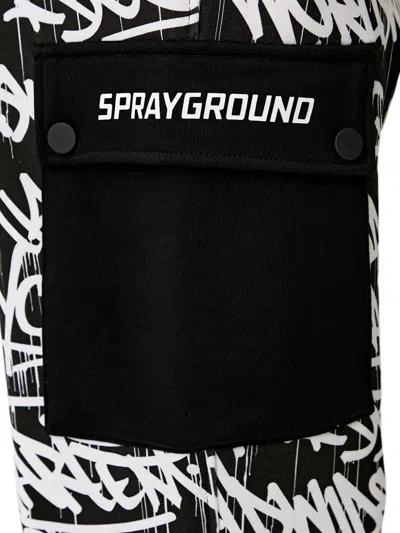 Sprayground Graffiti-print Cargo-pocket Track Pants In Black
