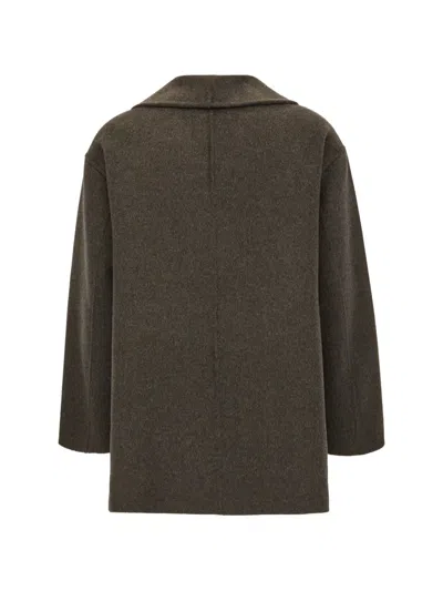 The Dynamis Studio Double-breasted Shawl-lapel Coat In Brown