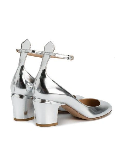 Shop Gucci Valentino Garavani Silver Tango Ankle Strap Heels In Metallic