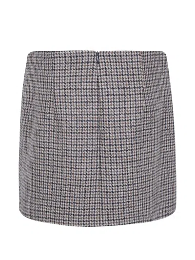 P.a.r.o.s.h Houndstooth Wool Skirt In Neutral