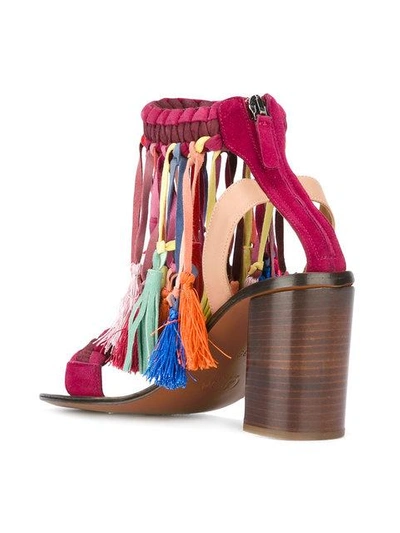 Shop Chloé Rainbow Tassel Sandals In Multicolour