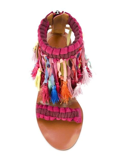 Shop Chloé Rainbow Tassel Sandals In Multicolour