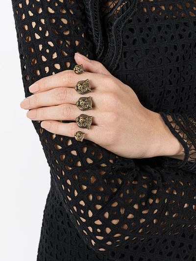 Shop Gucci Feline Head Multi Finger Ring