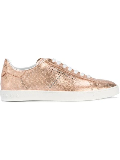 Shop Tod's Lace-up Sneakers - Metallic