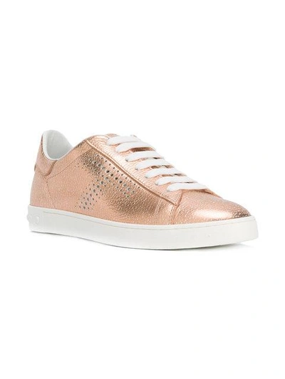 Shop Tod's Lace-up Sneakers - Metallic