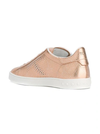 Shop Tod's Lace-up Sneakers - Metallic
