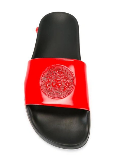 Shop Versace Medusa Head Slides - Red