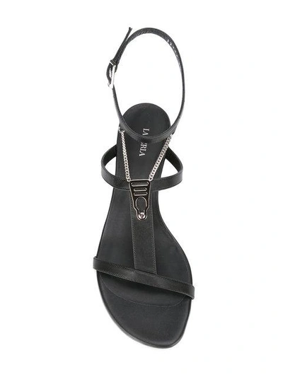 Shop La Perla Flat Sandals With Chain In Black