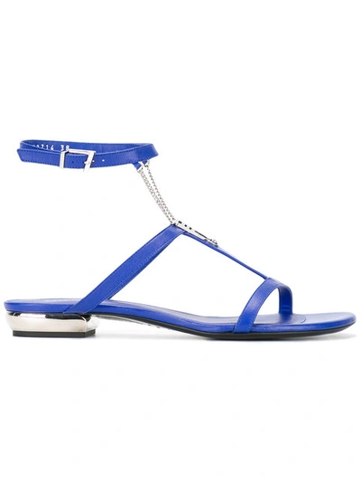 La Perla Flat Sandals With Chain In Blue