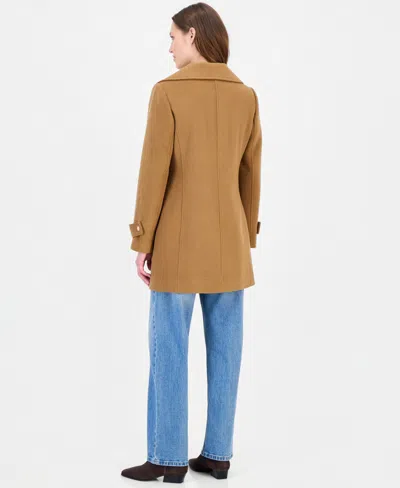 Michael Kors Petite Wool-blend Zip-front Coat In Brown