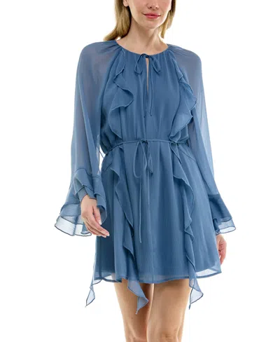 Row A Juniors' Pullover Ruffle Dress In Blue