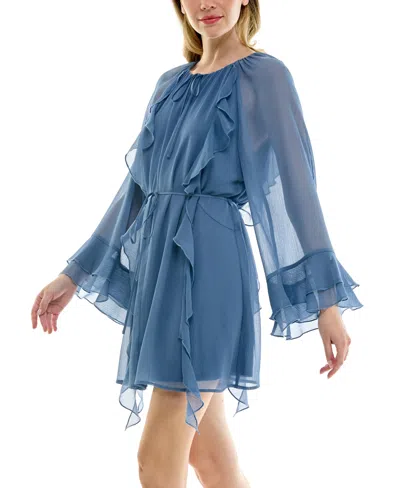 Row A Juniors' Pullover Ruffle Dress In Blue