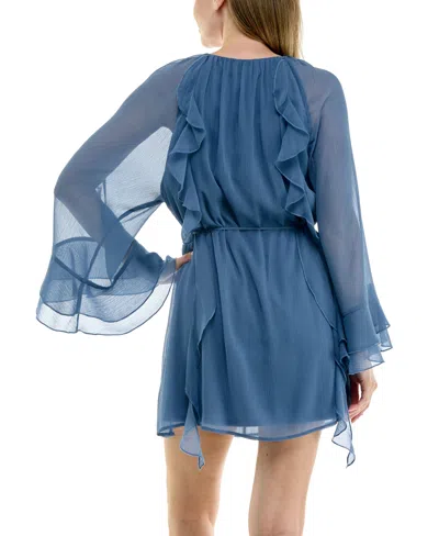 Row A Juniors' Pullover Ruffle Dress In Blue