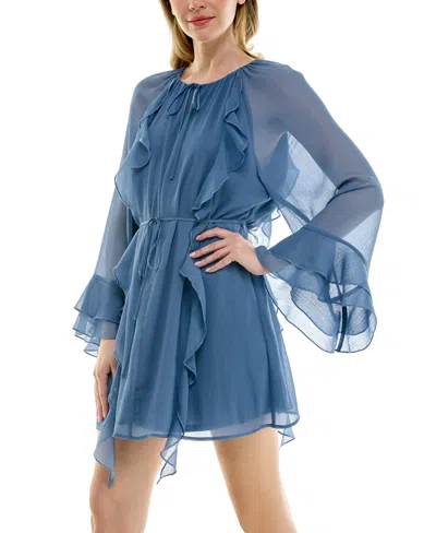 Row A Juniors' Pullover Ruffle Dress In Blue